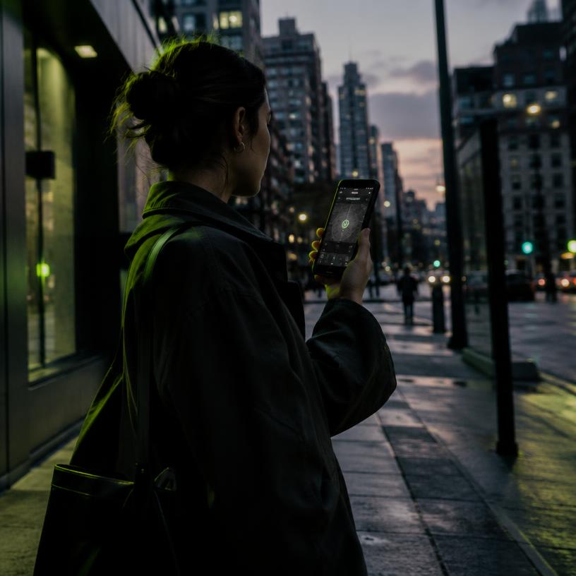 An Onlooker on location holding their phone